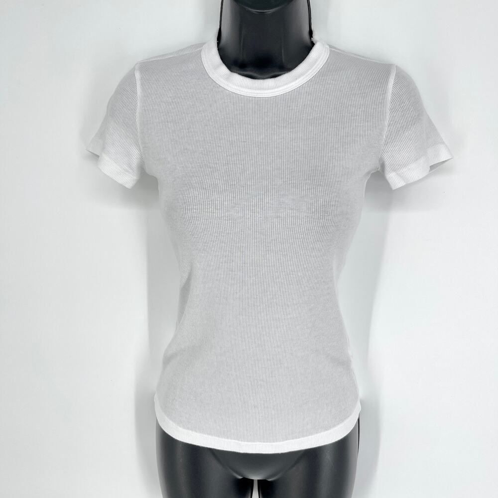 Cotton Citizen NEW Women's Verona Ribbed Tee Short Sleeve Size XS White Stretch